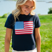 Navy Short Sleeve Flag Sweater