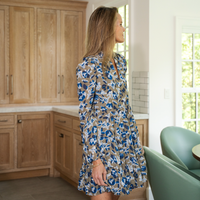 Falling Floral Long Sleeve Tunic Flare Dress