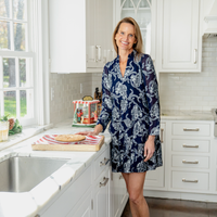 Navy Metallic Long Sleeve Tunic Flare Dress