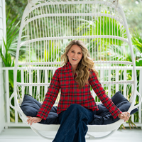 Red Plaid Scalloped Hem Top