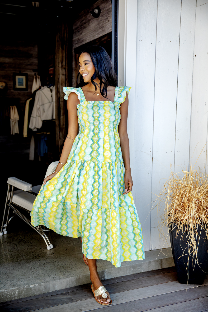 sail to sable dress Sail to Sable Hydrangea & White Stripe Short Sleeve Tunic Dress WHITE/HYDRANGEA / XXL / SU25T001S