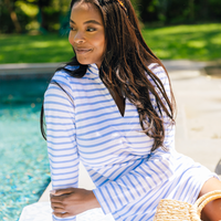 Blue & White Stripe Long Sleeve Tunic Top
