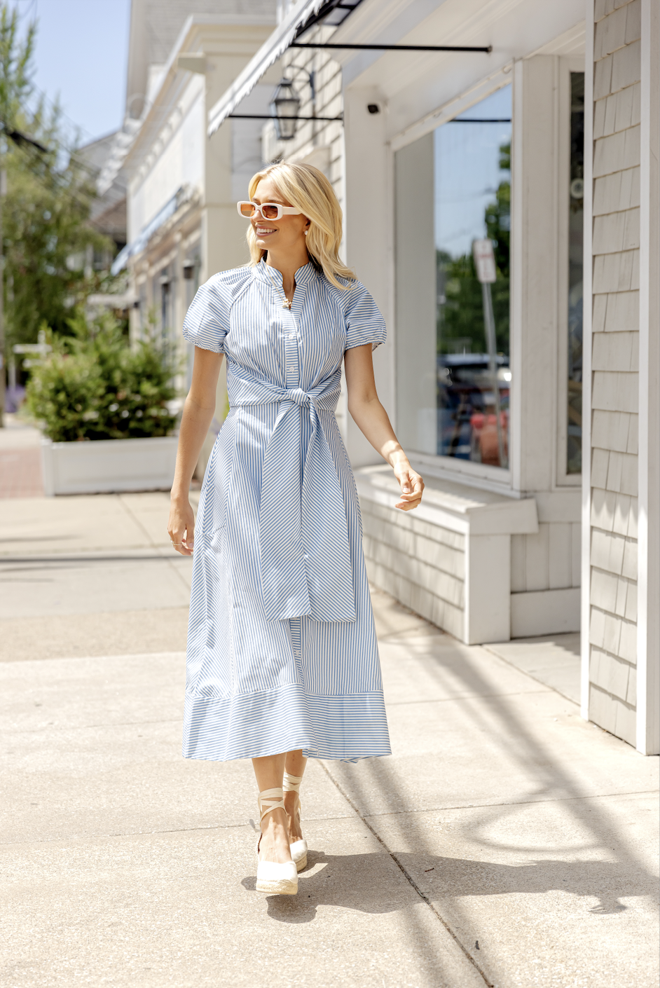 blue and white striped cotton dress & Stripe Abby Little Boy Blue/White Stripe / L / SCSU2606 Section J 60 Best Royal blue 55% cotton/41% polyester/4% elastane Color:Pristine