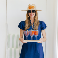 Navy Puff Sleeve Shift