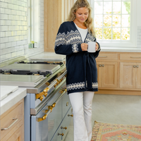 Navy Fair Isle Wrap Cardigan