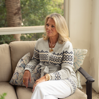 Grey Fair Isle Wrap Sweater