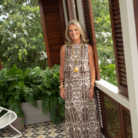 Tropical Block Print Midi Skirt Set