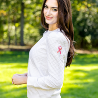 Breast Cancer Awareness Quilted Puff Sleeve Sweatshirt