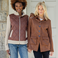 Camel Quilted Sweater Jacket