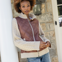 Camel Quilted Sweater Jacket