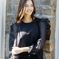 Black Puff Sleeve Top