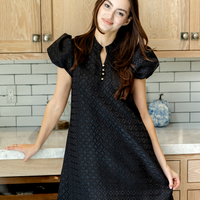 Black Button Front Mini Tunic