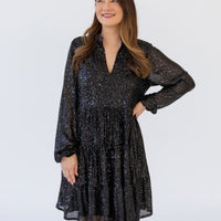 Black Sequin Charlotte Dress