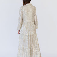 Silver Anne Sequin Midi Dress