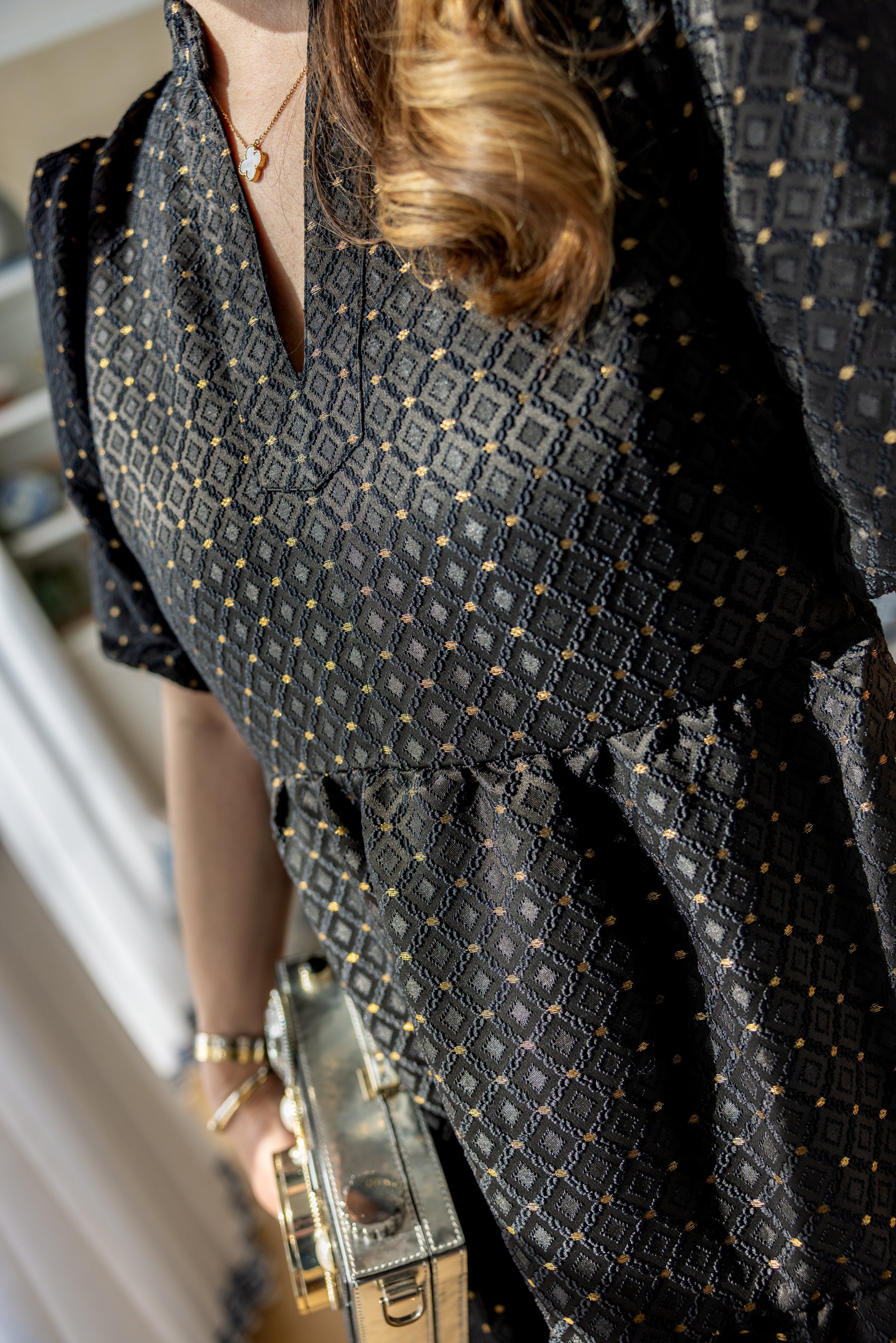 Black Jacquard Marie Maxi Dress BLACK/GOLD / XXXL / SCH25102