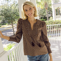 Block Print Tassel Front Top