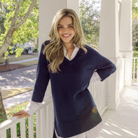 Navy Collared Shirt Combo Mini Dress