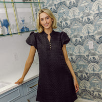 Black Button Front Mini Tunic