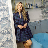Blackwatch Plaid Long Sleeve Tunic Flare Dress