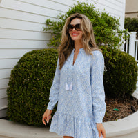 Seashell Print Ruffle Hem Dress