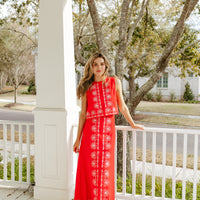 Red Flame Maxi Skirt Set
