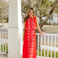 Red Flame Maxi Skirt Set