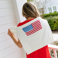 Ivory Cropped Flag Sweater