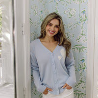 Blue Flax V-Neck Heart Cardigan