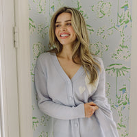 Blue Flax V-Neck Heart Cardigan