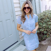 Animal Print Short Sleeve Scalloped Button Down