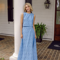 Blue Shell Eyelet Maxi Skirt Set