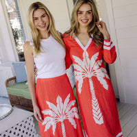 PRE-ORDER Red Palm Maxi Skirt