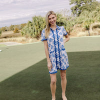 PRE-ORDER Floral Tile Short Sleeve Shift with Ric-Rac