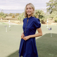 Navy Puff Sleeve Fit & Flare Tunic