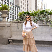 Gold Amelia Tiered Midi Skirt