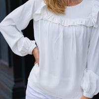 Ivory Textured Ruffle Front Top