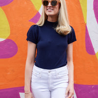 Navy Short Sleeve Connie Sweater