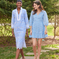 Floral Eyelet Button Front Puff Sleeve Dress