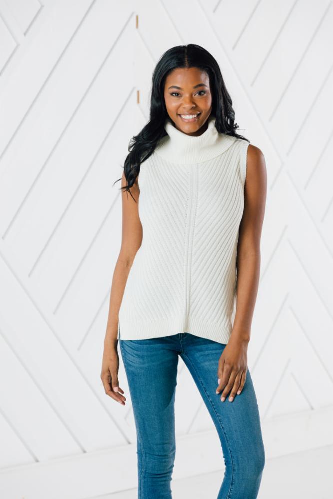Women's Sleeveless Turtleneck Sweater, Women's Tops