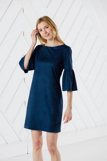 Faux Suede Bell Sleeve Dress (Two Colors)