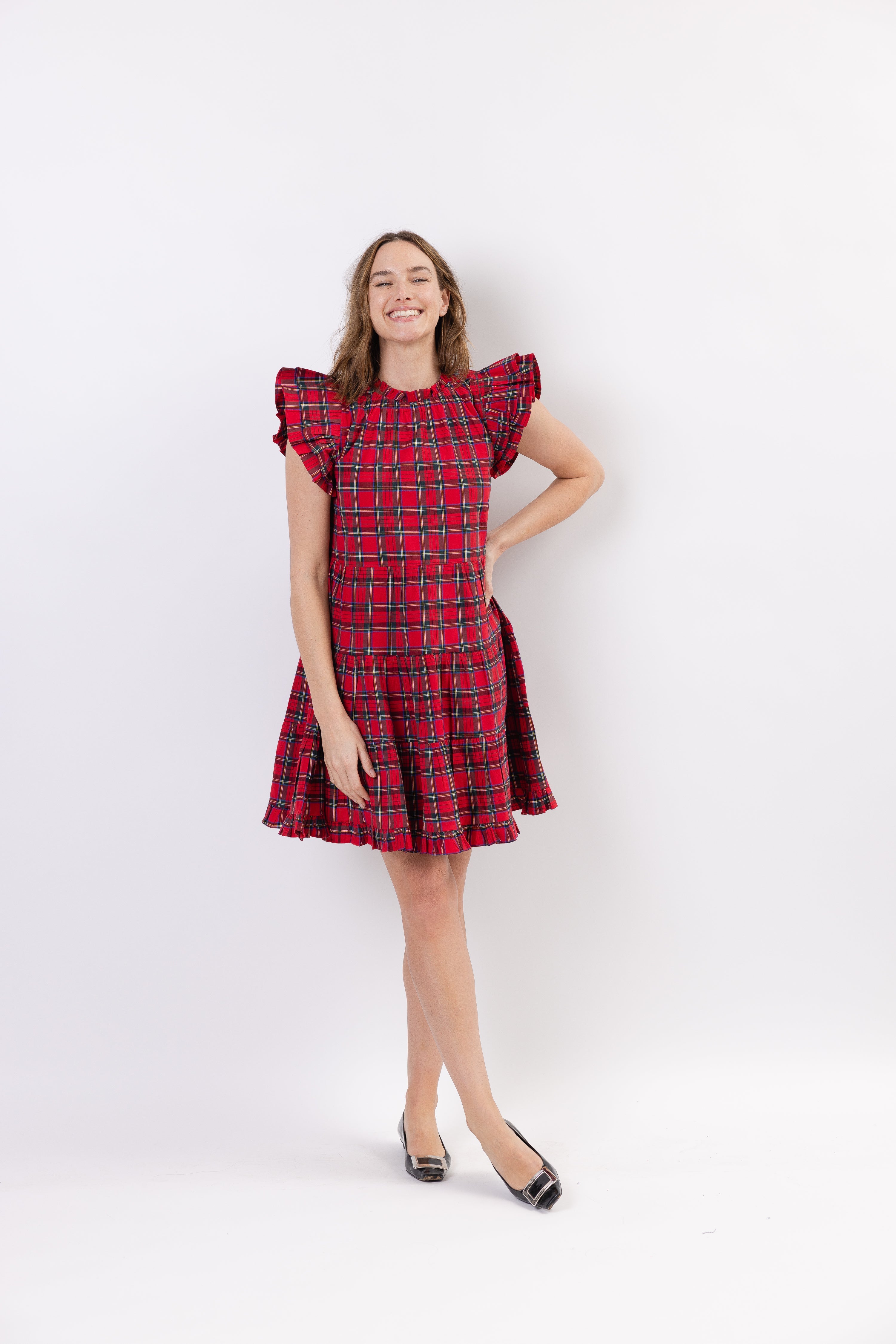 Sail to Sable Highlands Dress in Red Plaid