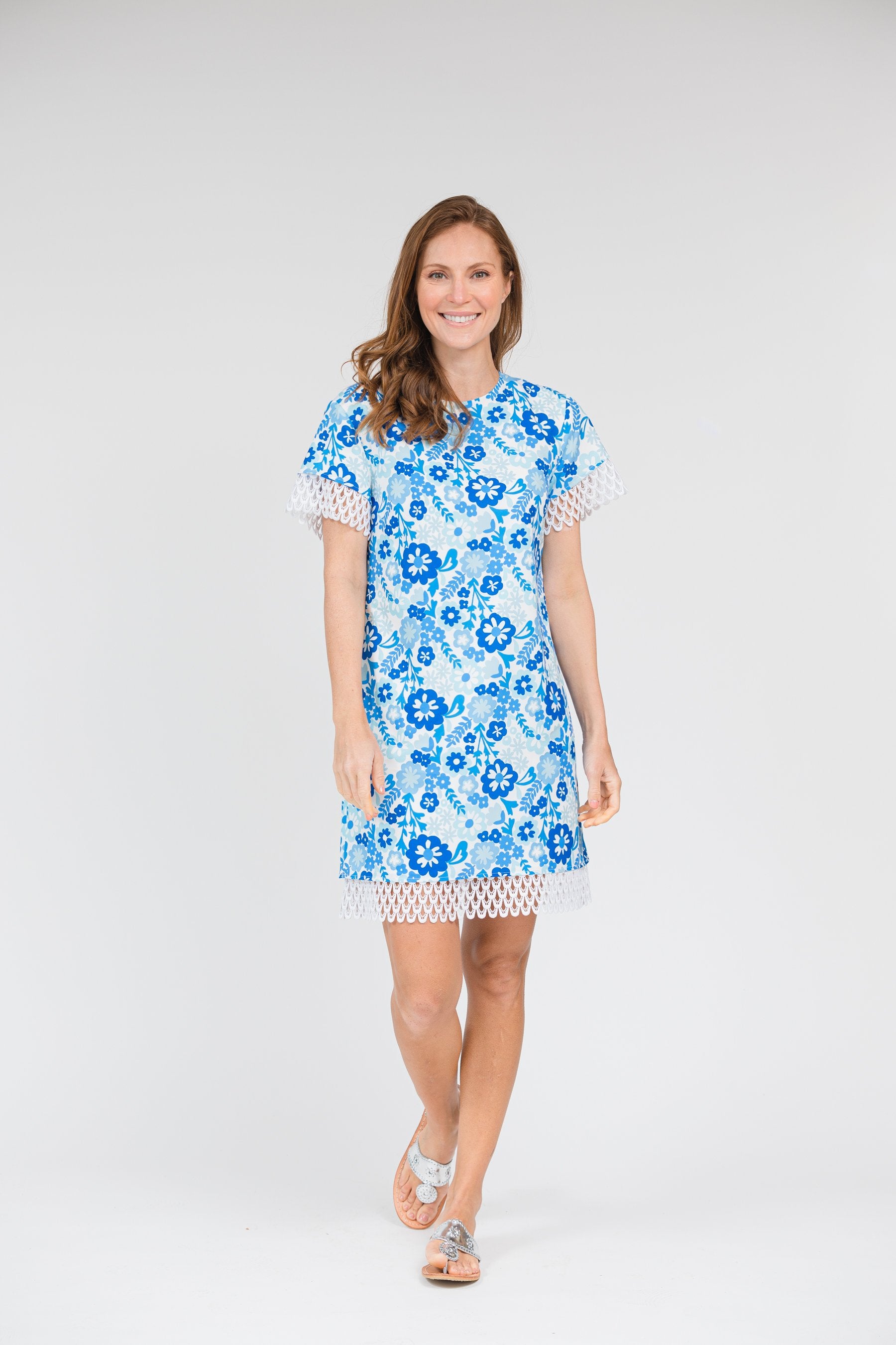 Hydrangea Print Dress Sail to Sable