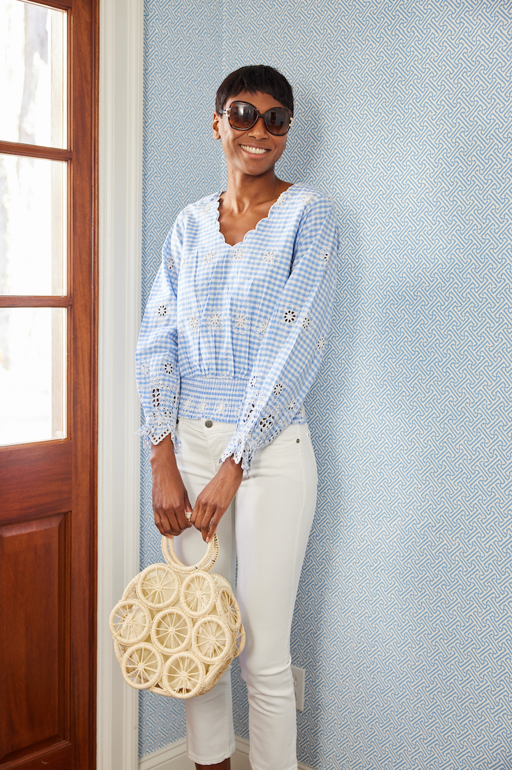 Smocked online gingham top