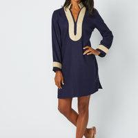 Navy Long Sleeve Classic Tunic with Metallic Rope Trim