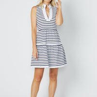 Navy & White Stripe Sleeveless Fit & Flare Tunic Dress