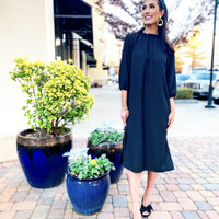 Ruffle Neck Midi Dress