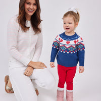 Blue Kids Heart Fair Isle Sweater