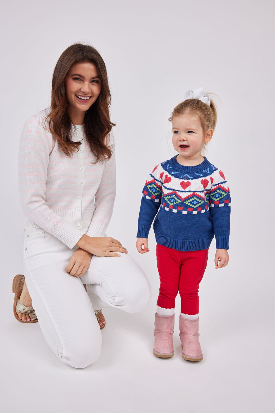 Blue Kids Heart Fair Isle Sweater