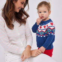 Blue Kids Heart Fair Isle Sweater