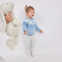 Ice Blue Bunny & Elephant Fair Isle Sweater